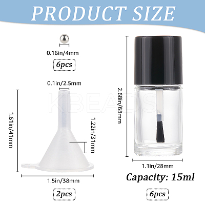 Transparent Glass Nail Polish Empty Bottle AJEW-GF0009-76B-02-1