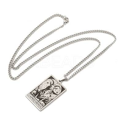 Non-Tarnish 304 Stainless Steel Tarot Pendant Necklaces NJEW-A026-01P-10-1