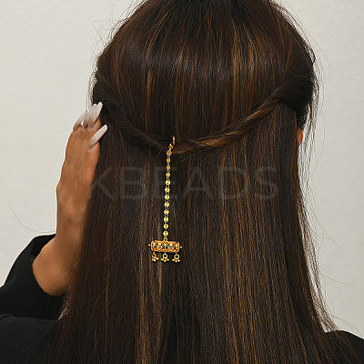 Ethnic Style Tassel Brass with Cubic Zirconia Hair Extension Chain for Women PU2601-1