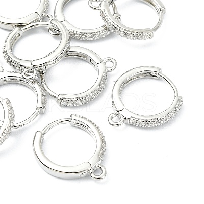 SHEGRACE Brass Micro Pave Clear Cubic Zirconia Hoop Earrings Findings XGR0155P-95P-1