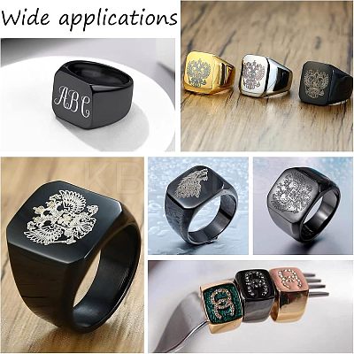 3Pcs 3 Size 304 Stainless Steel Rectangle Signet Finger Rings RJEW-UN0001-26B-1