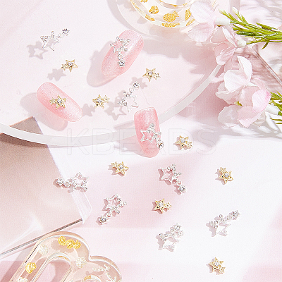 36Pcs 2 Style Star Alloy Rhinestone Cabochons MRMJ-OC0003-36-1