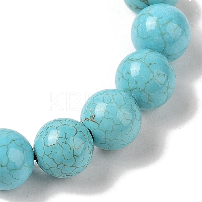 10mm Round Natural Crackle Turquoise Braided Bead Bracelets BJEW-C067-01C-10-1