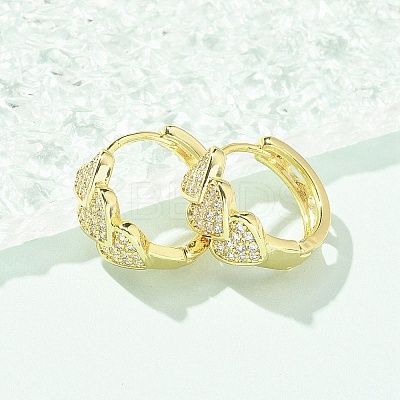 Brass Micro Pave Clear Cubic Zirconia Hoop Earrings EJEW-C122-03G-1