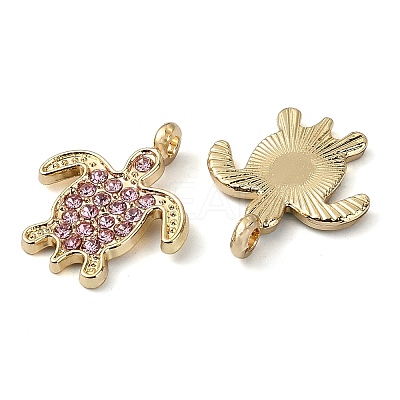 Golden Rack Plating Alloy Rhinestone Pendants PALLOY-F308-17G-1