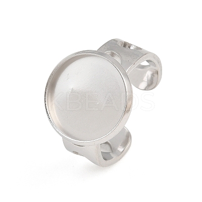 Hollow Heart 304 Stainless Steel Cuff Ring Components SA-CBA82C8-02D-P-1