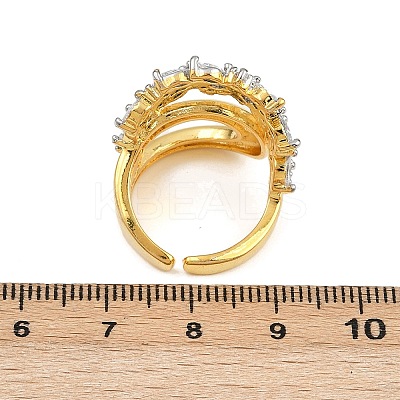 Brass Micro Pave Cubic Zirconia Cuff Ring for Women RJEW-L132-05G-1