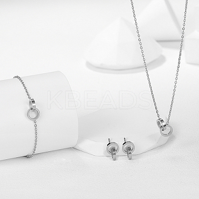 Stainless Steel Double Interlocking Ring Jewelry Set JG9167-1-1