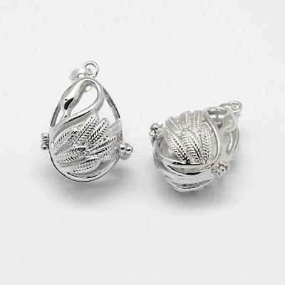 Brass Cage Pendants KK-G323-36B-P-NR-1