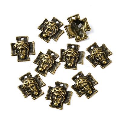 Tibetan Style Alloy Cross with Jesus Alloy Pendants for Easter Jewelry MLF10674Y-NF-1