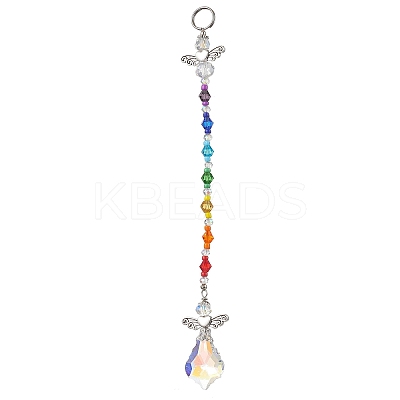 Angel Alloy & Glass Pendant Decoraton HJEW-JM02031-1