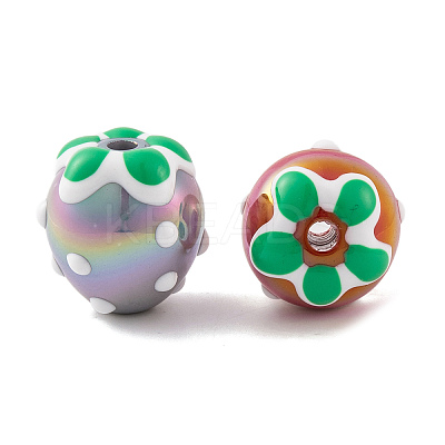 UV Plating Rainbow Iridescent Acrylic Beads X-PACR-C009-01-1