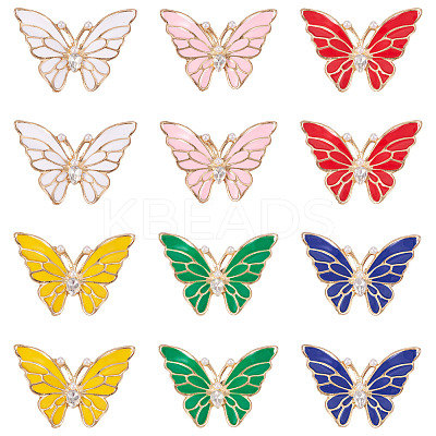 12Pcs 6 Colors Butterfly Enamel Pins JEWB-TA0001-24-1