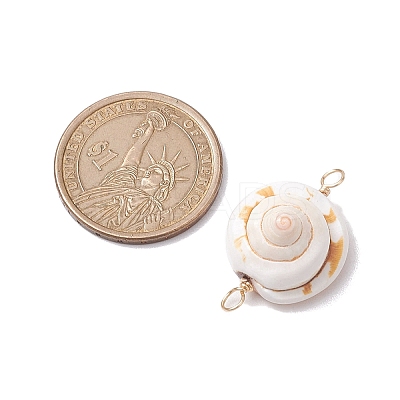 Natural Shiva Eye Shell Links Connector Charms with Real 18K Gold Plated Copper Wire Double Loops PALLOY-JF02629-1