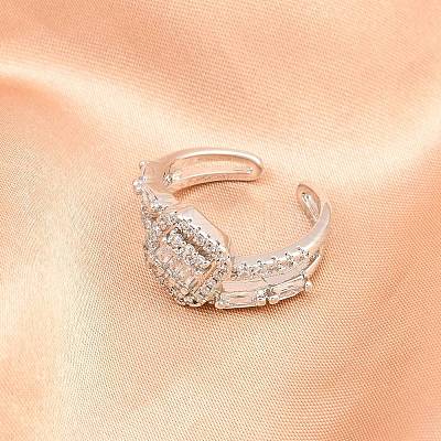 Brass Micro Pave Cubic Zirconia Cuff Rings for Women RJEW-Z113-51P-1