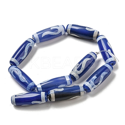 Blue Tibetan Style dZi Beads Strands TDZI-NH0001-B07-01-1