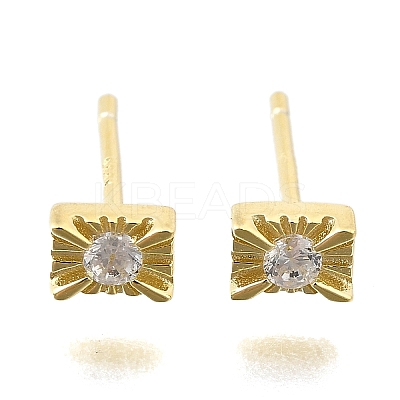 925 Sterling Silver Clear Cubic Zirconia Stud Earrings EJEW-Q030-05G-1