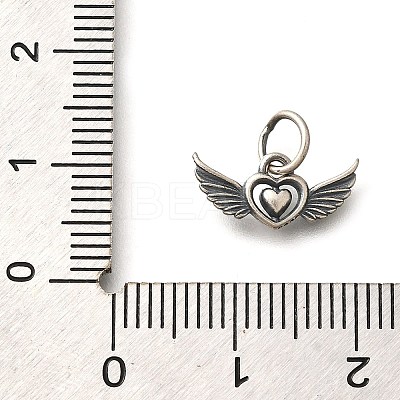 925 Sterling Silver Angel Wings Heart Charms STER-L066-04AS-1