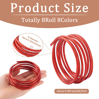 8 Roll 8 Colors Round Aluminum Wire AW-FW0001-03-1