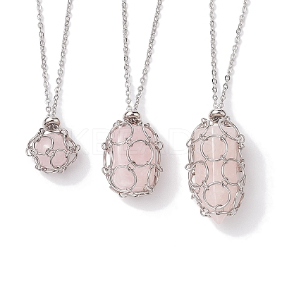 Tarnish Resistant 3Pcs 3 Styles 304 Stainless Steel Cable Chain Necklace Makings NJEW-JN04934-02-1