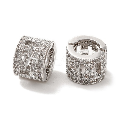 Hollow Column Brass Micro Pave Colorful Cubic Zirconia European Beads KK-C072-16P-1