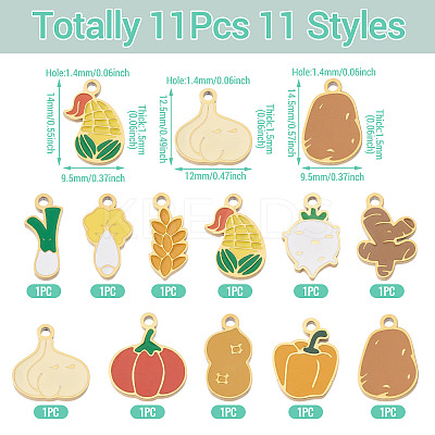 11Pcs 11 Styles Vegetables 304 Stainless Steel Enamel Charms STAS-TA0005-46-1