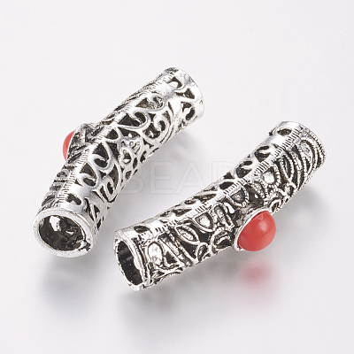 Tibetan Style Alloy Hollow Tube Beads PALLOY-K210-07B-AS-1