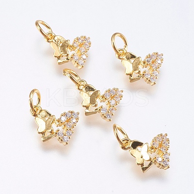 Brass Micro Pave Cubic Zirconia Charms LS-RB-I077-08G-RS-1