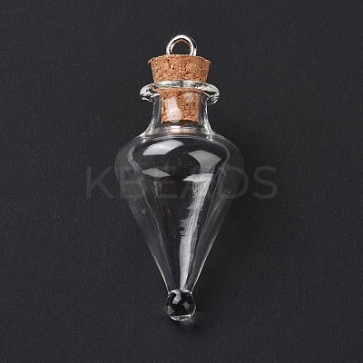 Teardrop Glass Cork Bottle Pendants AJEW-A041-01D-1
