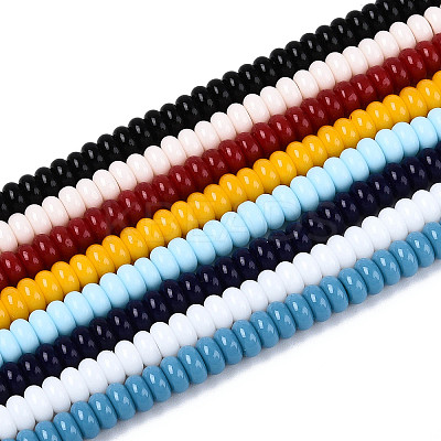 Electroplate Opaque Solid Color Glass Beads Strands GLAA-T025-6mm-18-1