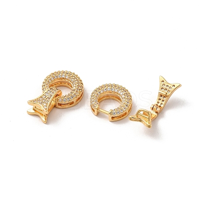 Brass Micro Pave Clear Cubic Zirconia Fold Over Clasps KK-M243-13G-1