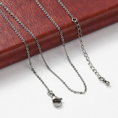 Brass Rolo Chains Necklaces for Women NJEW-D302-43B-1