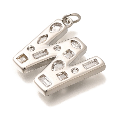 Brass Micro Pave Clear Cubic Zirconia Pendants KK-G521-01P-W-1