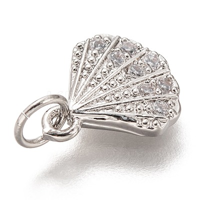 Brass Micro Pave Clear Cubic Zirconia Charms ZIRC-C020-49P-1