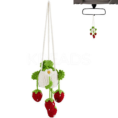 Strawberry Basket Woolen Yarn Pendant Decorations AJEW-WH20006-240B-1