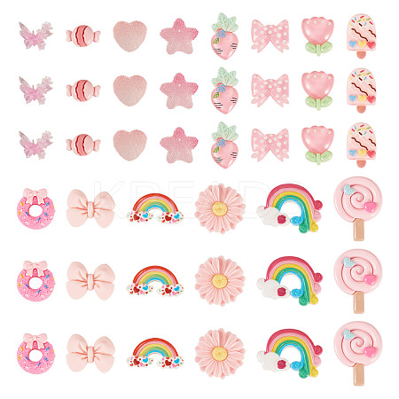 70Pcs 14 Styles Opaque & Trasnaprent Resin Cabochons RESI-TA0004-77-1