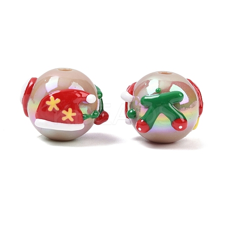 Christmas UV Plating Opaque Acrylic Beads OACR-H057-01C-1
