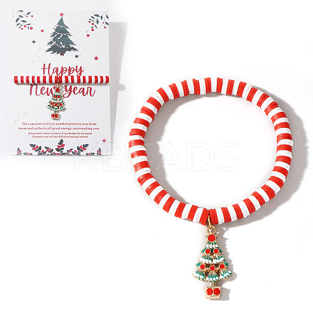 Elegant Christmas Handmade Polymer Clay Heishi Beaded Stretch Bracelets MV9996-32-1