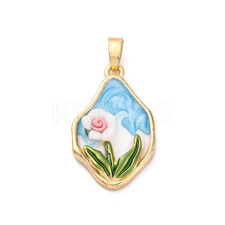 Brass Enamel Pendants KK-S502-06G-1