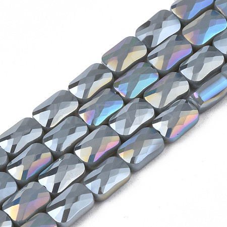 Electroplate Opaque Solid Color Glass Beads Strands EGLA-N002-25-A09-1