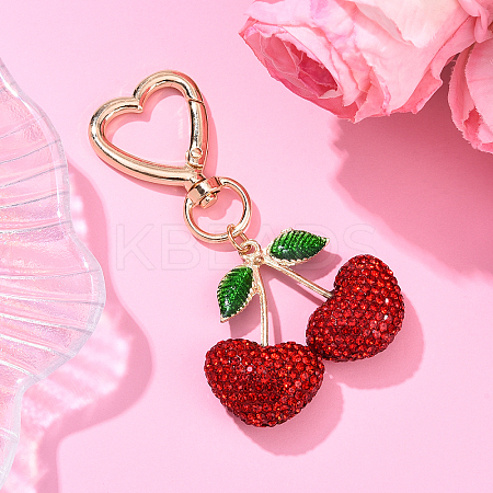Alloy Polymer Clay Cherry Pendant Decorations HJEW-YW00142-01-1
