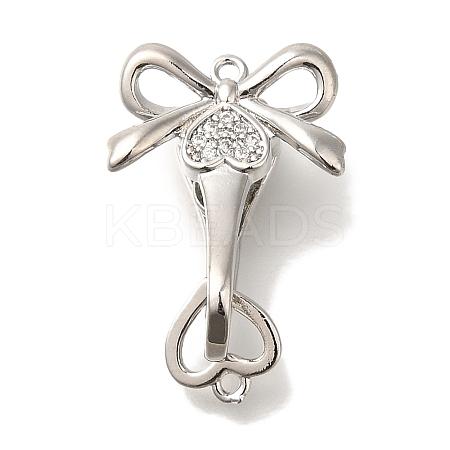 Brass Micro Pave Clear Cubic Zirconia Fold Over Clasps KK-K389-101P-1