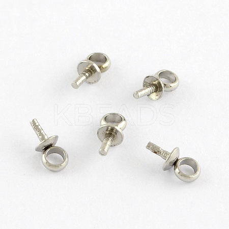 201 Stainless Steel Cup Pearl Peg Bails Pin Pendants Bails for Half Drilled Beads STAS-Q188-01-1