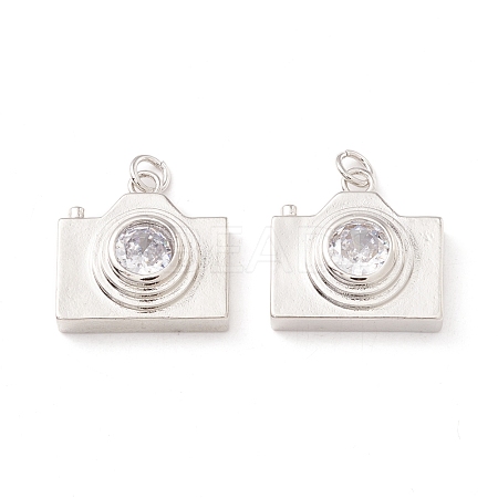 Brass Micro Pave Clear Cubic Zirconia Pendants ZIRC-P098-12P-1