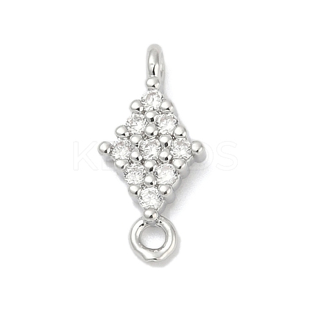 Brass Micro Pave Clear Cubic Zirconia Connector Charms KK-Z094-08P-03-1
