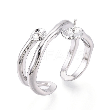 Brass Cuff Ring Settings X-KK-T076-58P-1