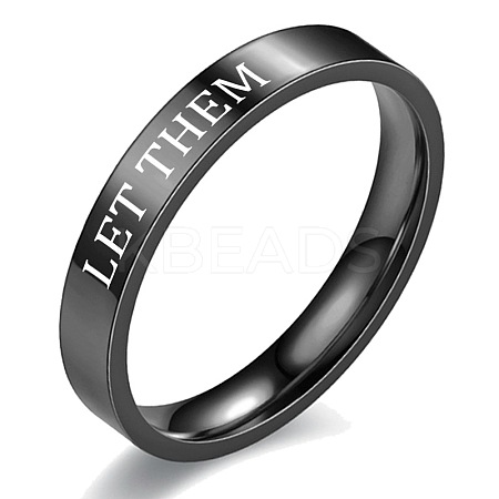 Word Let Them 201 Stainless Steel Finger Rings FS-WGDEB2A-09-1