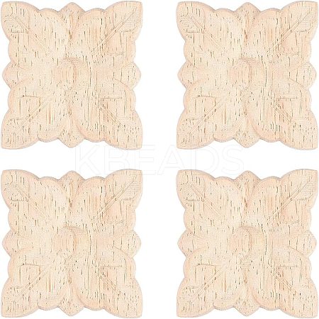 Natural Solid Wood Carved Onlay Applique Craft WOOD-FH0001-35-1