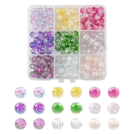 180Pcs 9 Colors Transparent Spray Painted Crackle Glass Beads GLAA-FS0002-44-1