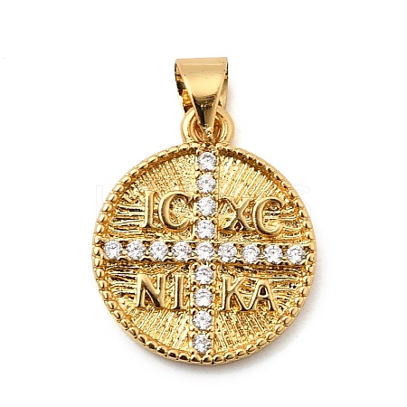 Brass Micro Pave Clear Cubic Zirconia Pendants KK-I360-055G-1